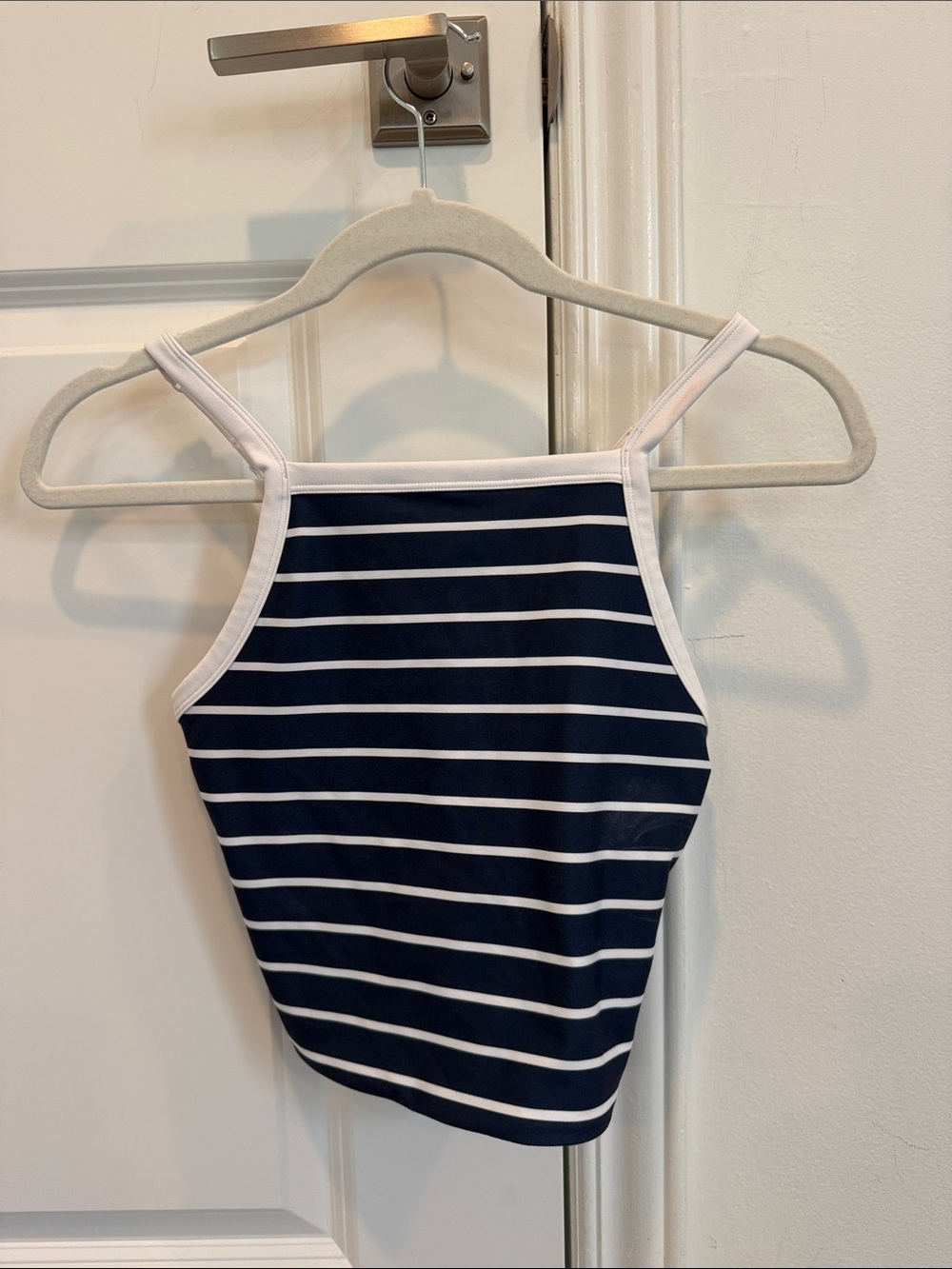 Abercrombie & Fitch Navy and White Striped Tank Top